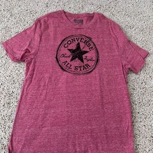 Converse Heather Maroon Short Sleeve Tee with Black Logo